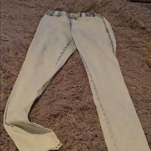 Elastic wasted light blue denim Jean
